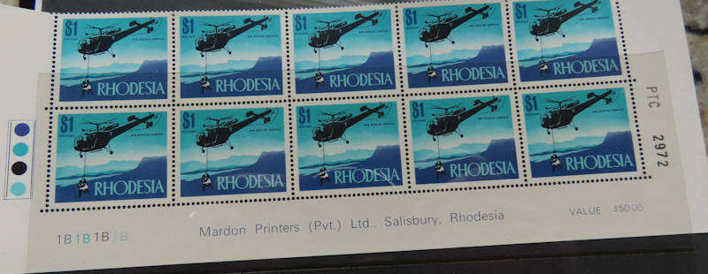 Rhodesia - 1970 Decimal Definitive Set 25c, 50c and $1 Imprint Blocks MNH Value over R2500