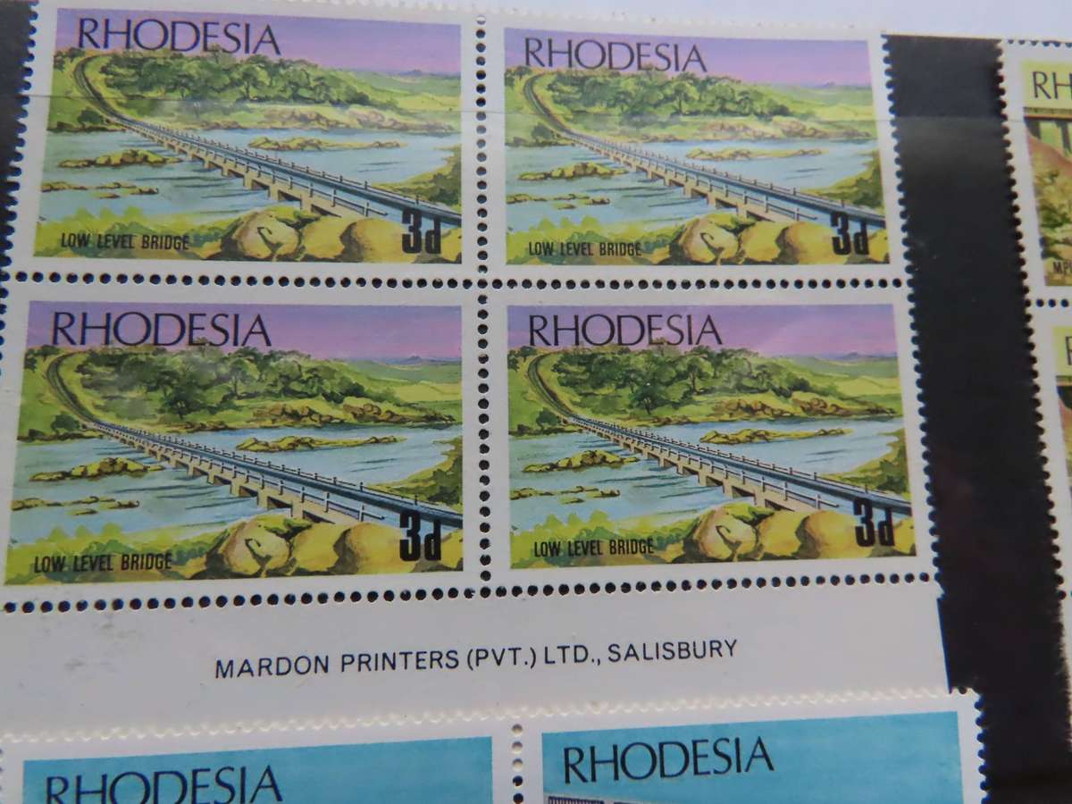 Rhodesia - 1969 Rhodesian Bridges Imprint Blocks of 4 MNH
