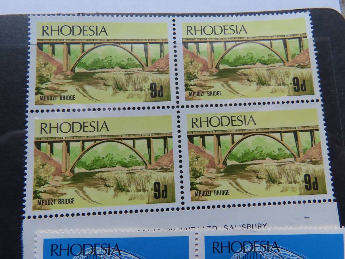 Rhodesia - 1969 Rhodesian Bridges Imprint Blocks of 4 MNH