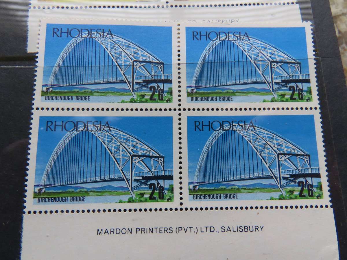 Rhodesia - 1969 Rhodesian Bridges Imprint Blocks of 4 MNH