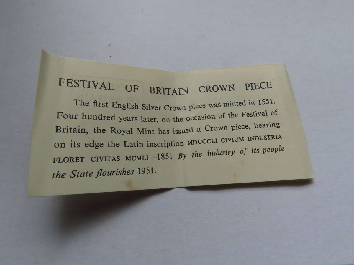 Great Britain - 1951 Festival of Britain - Five Shilling Coin Boxed With Papers