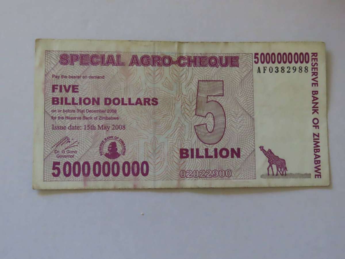 Zimbabwe - Special Agro-Cheques 5, 25 and 100 Billion Dollar Notes
