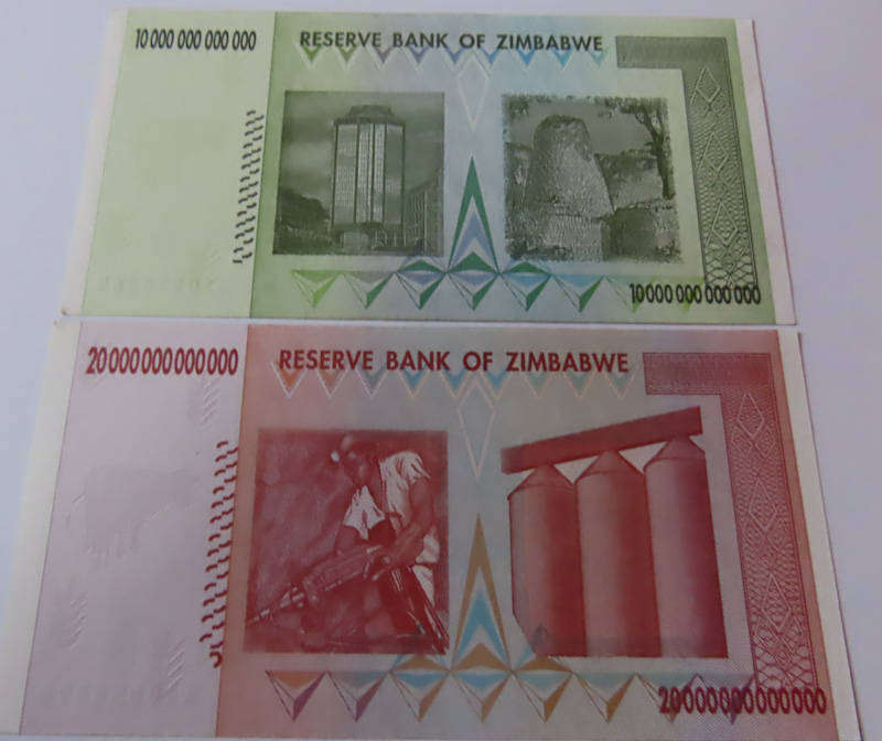 Zimbabwe-Reserve Bank of Zimbabwe - 2008 Set of $ 10, 20, 50, 100 Trillion Notes UNC