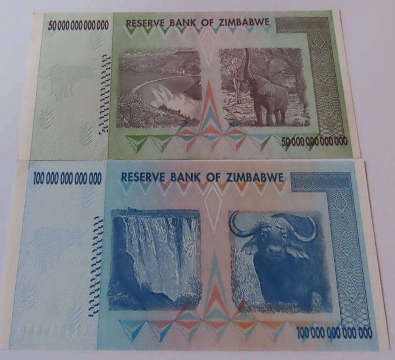 Zimbabwe-Reserve Bank of Zimbabwe - 2008 Set of $ 10, 20, 50, 100 Trillion Notes UNC