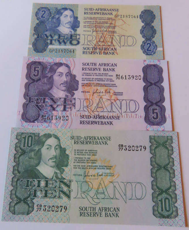South Africa - G.P.C. De Kock - R2, R5, R10, R20, and R50 UNC