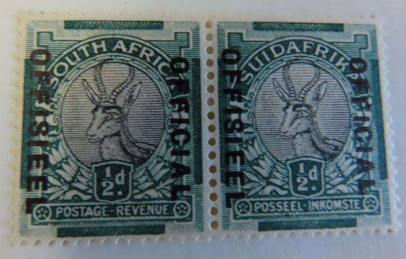 South Africa - Union of South Africa - Official Stamps 3 lots 1/2d Pair Mint and Used O11 and O11a