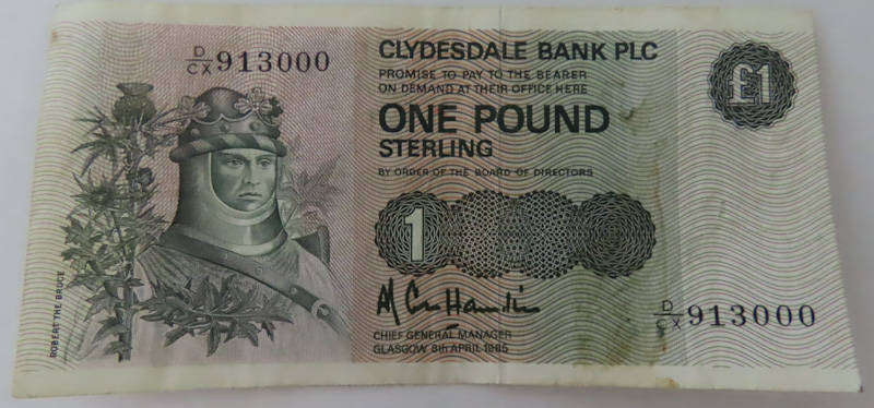 Great Britain - Scotland - Clydesdale Bank PLC. £1 - A. R. Cole Hamilton VF-EF