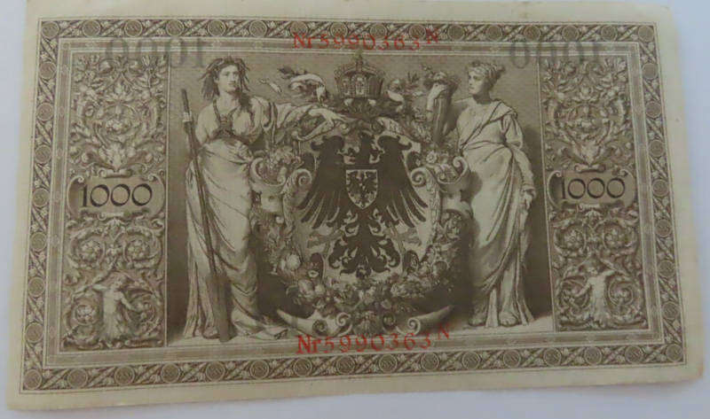 Germany - 1000 Mark 21 April 1910 - WM Wavy Lines -AUNC