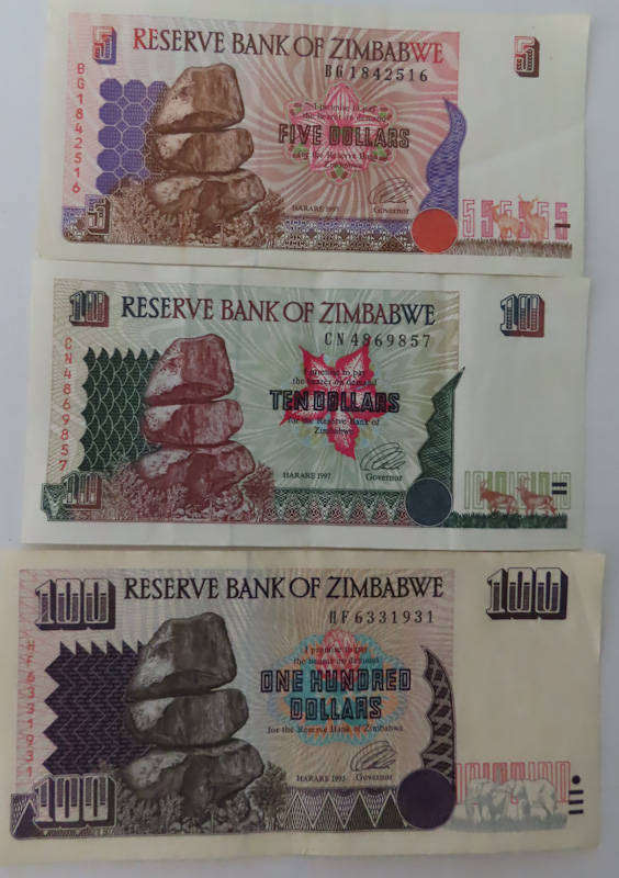 Zimbabwe - Reserve Bank of Zimbabwe - 1995-1997 3 Notes - A/UNC