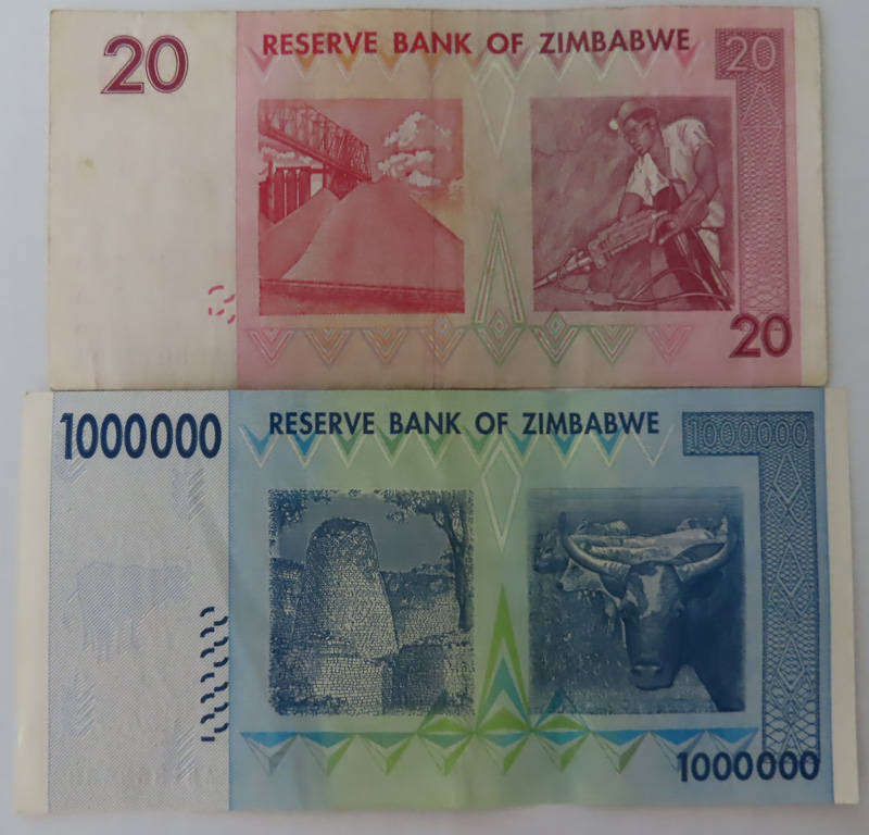 Zimbabwe - Reserve Bank of Zimbabwe - 2006-2008 $20 and $1000000 Notes - A/UNc