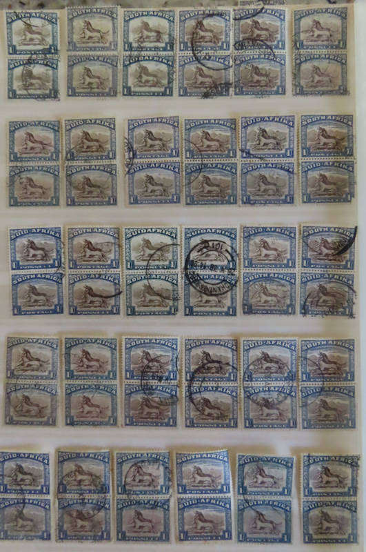 South Africa - Union of South Africa - 1/- 38 pairs and 1 block of 4 from Definitive Issues