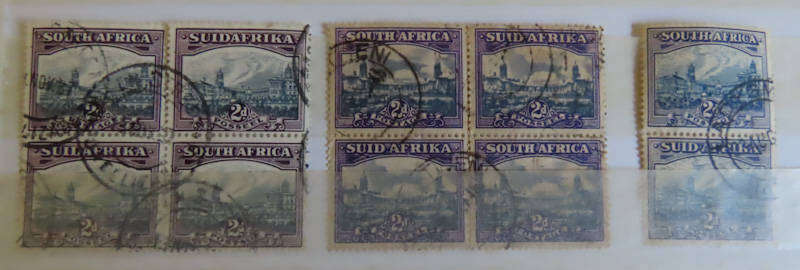 Union of South Africa - 1d - 8 pairs 5 blocks of 4, 1 block of 6, - 2d - 1 pair, 2 blocks 4