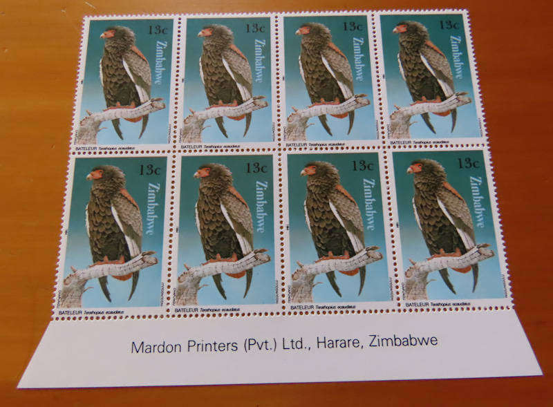 Zimbabwe - Bird Set- Imprint Blocks of 8