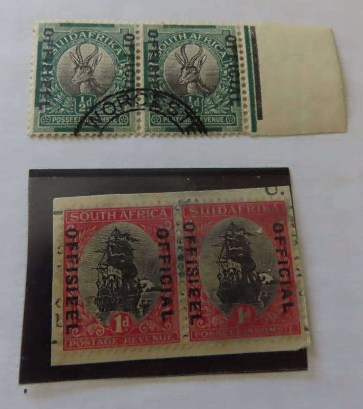 South Africa - 1/2d and 1d Official Pair Stamps Used