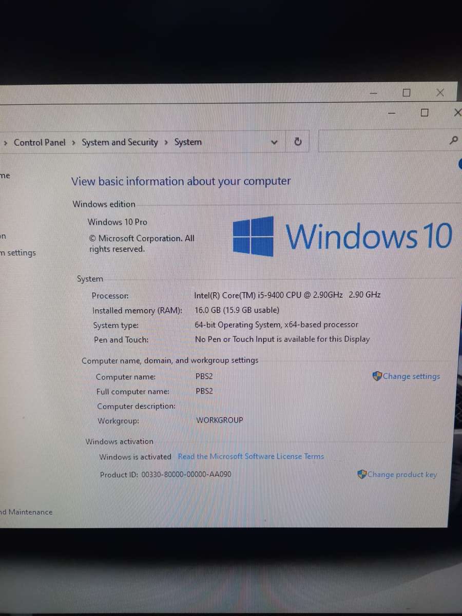 Lenovo Desktop V530s-071CB PC - core i5-9400 2.90GHz 16GB Ram 1TB HDD (PBS 2)