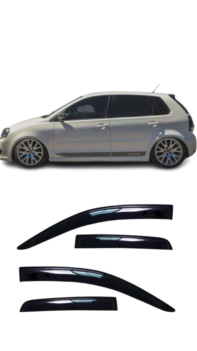 Vw Polo 9n/vivo 4pc gloss black windshields