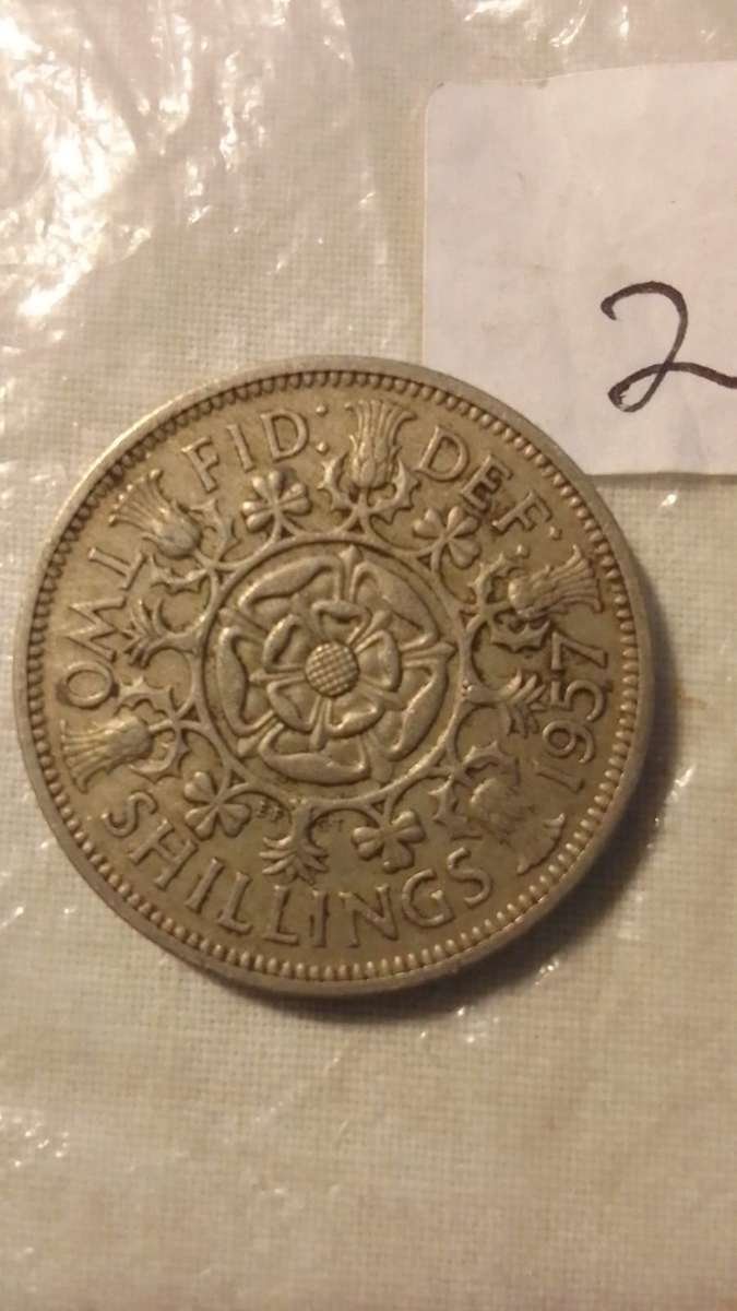 1957 Elizabeth II British 2 Shillings