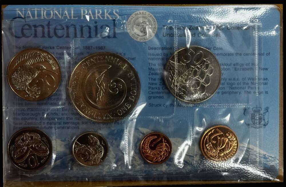 New Zealand Uncirculated Coin Set national Parks Centennial 1887-1987
