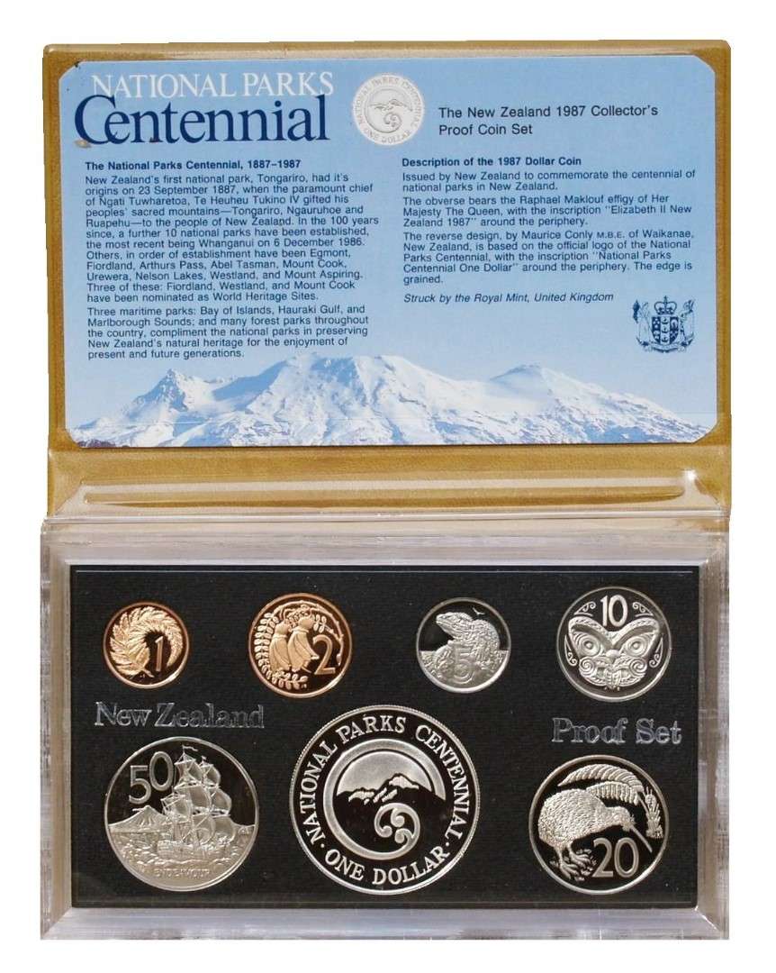 New Zealand Uncirculated Coin Set national Parks Centennial 1887-1987