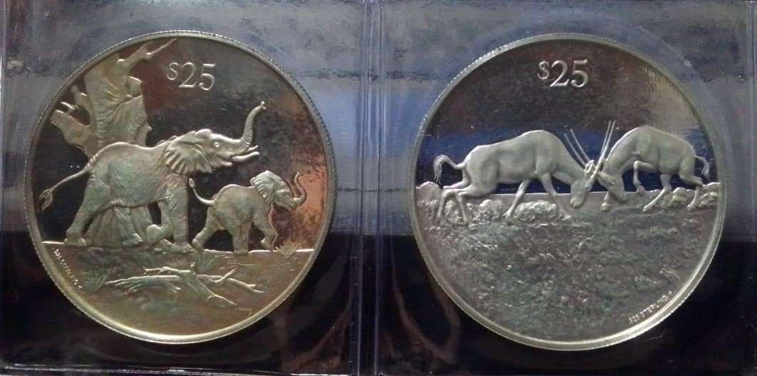 SILVER 1993 British Virgin Islands 25 Dollar Coins - Endangered Wildlife (8 coins)