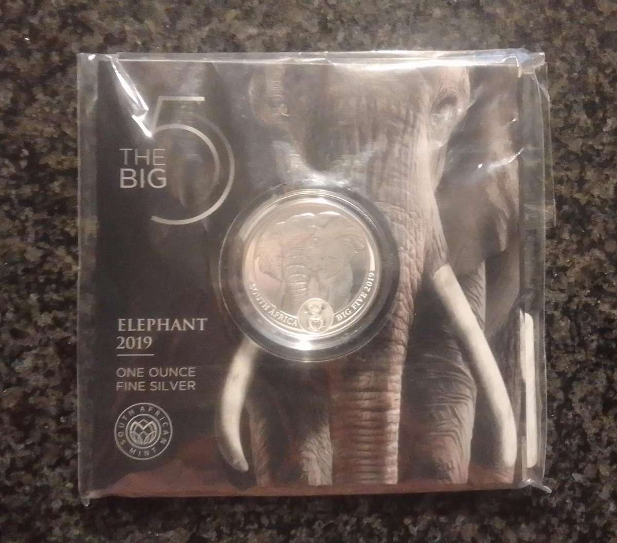 2019 South Africa Uncirculated Silver R5 Coin - Big 5 Series Elephant