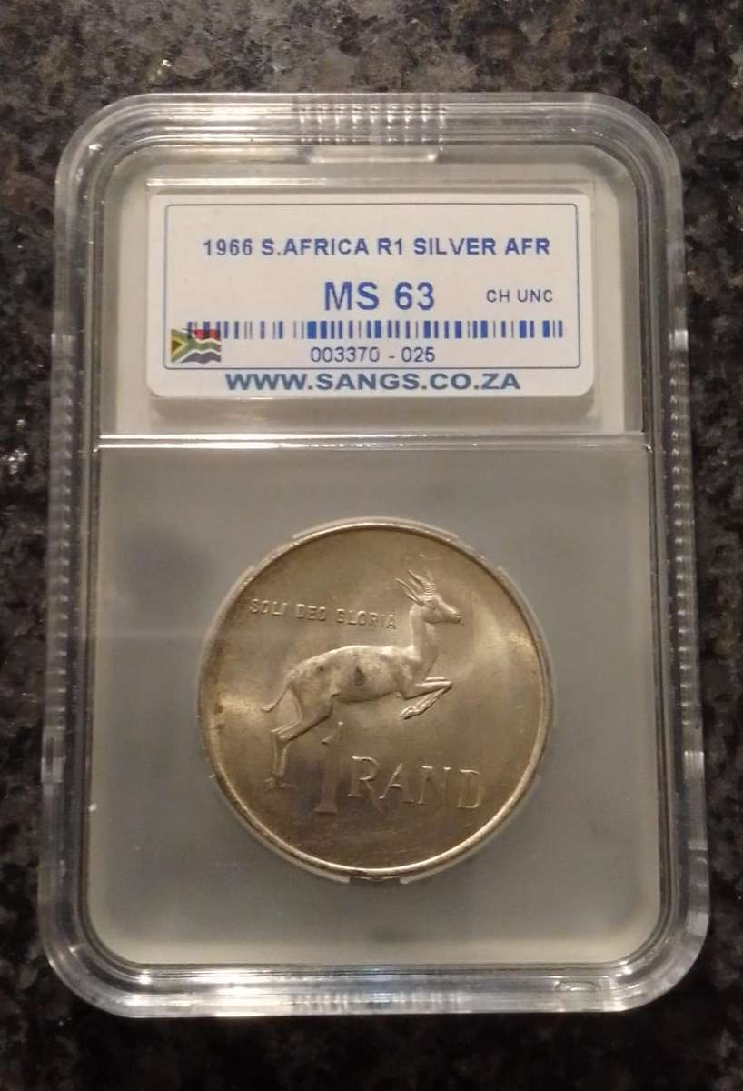 1966 South Africa Silver R1 SANGS Graded MS63