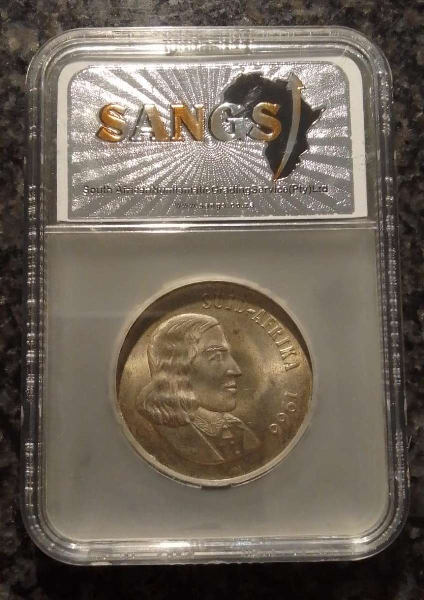 1966 South Africa Silver R1 SANGS Graded MS63