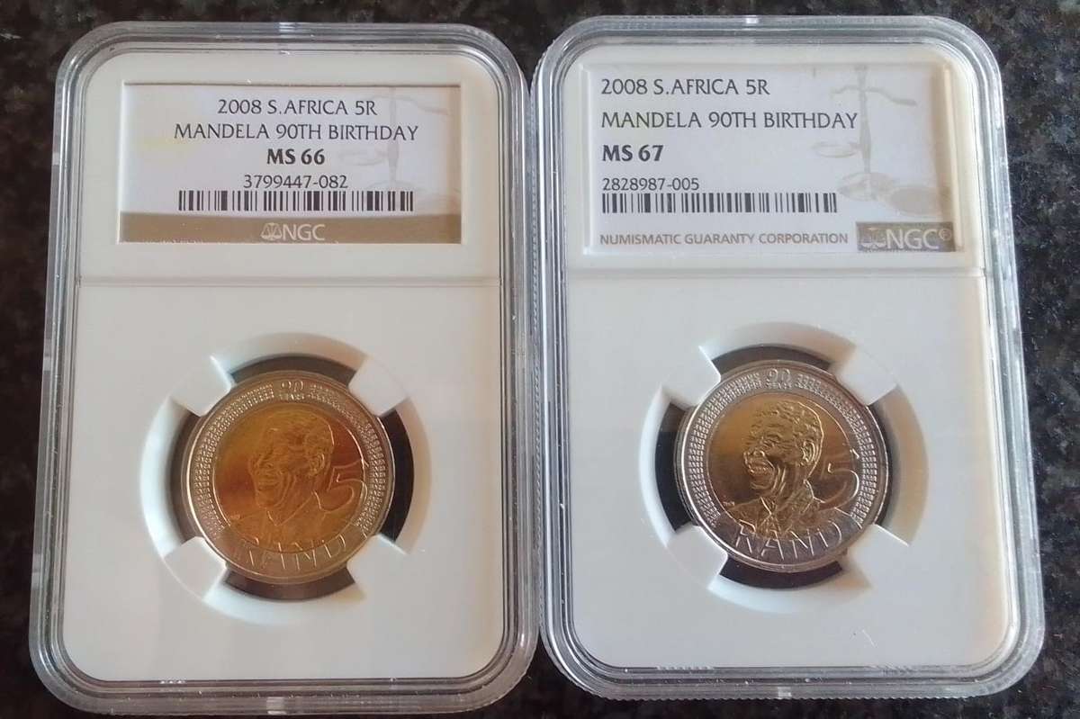 2008 Mandela 90th Birthday Coins Graded MS66 & MS67