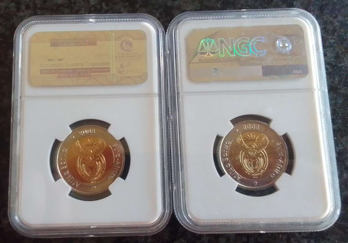 2008 Mandela 90th Birthday Coins Graded MS66 & MS67