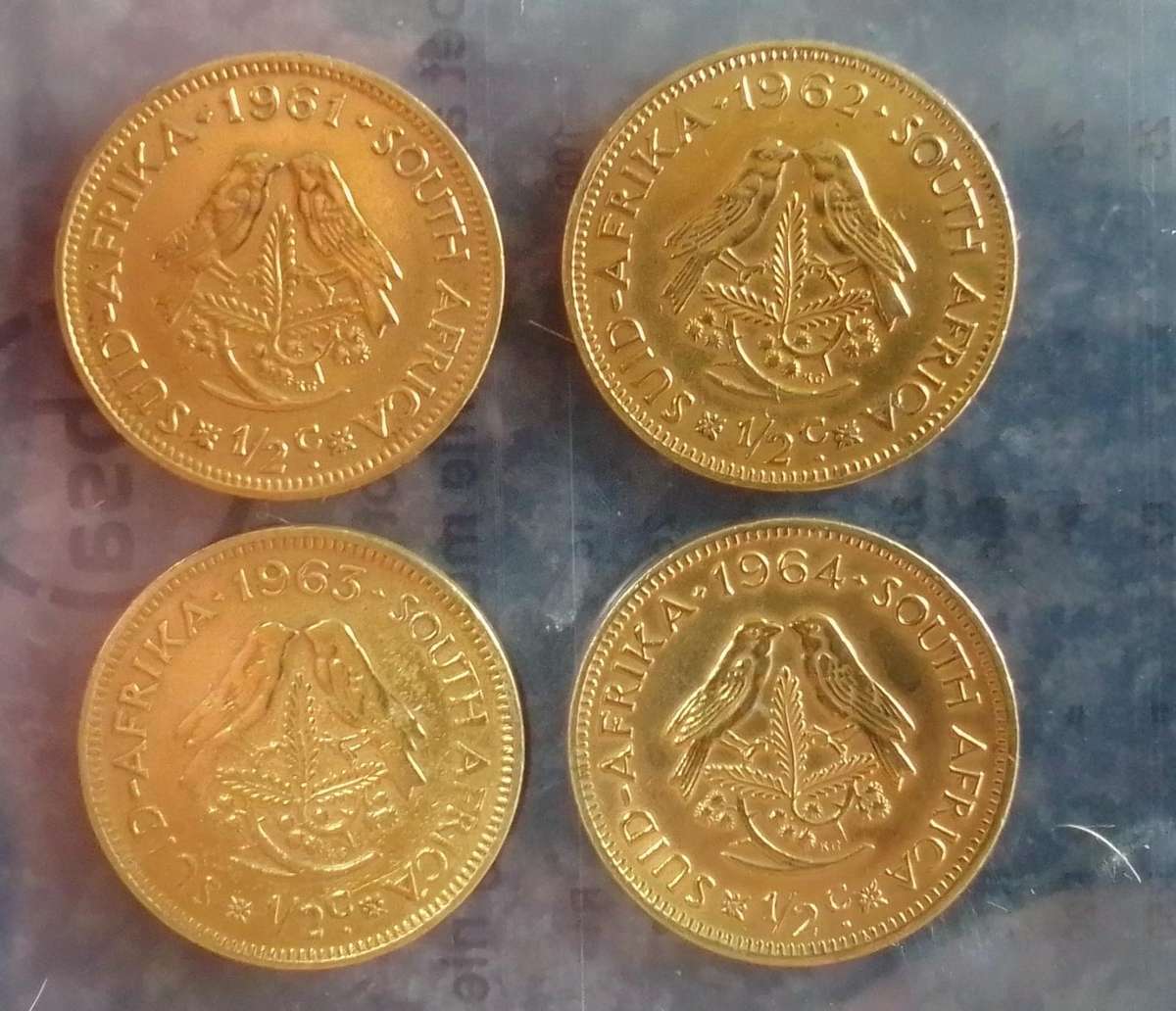 4x South Africa ½c Coins - Dates 1961+ 1962+ 1963+ 1964