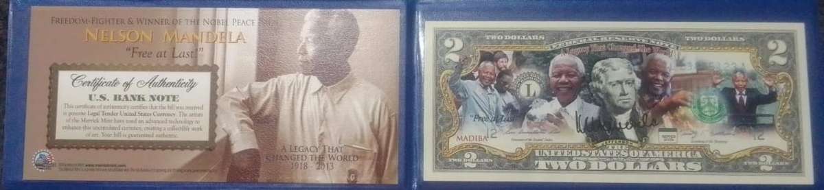 2009 USA 2 Dollar Mandela Coloured bill