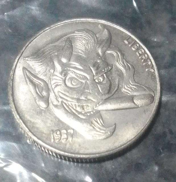 Very Unique Coin Art - 1937 USA 5 Cents Coin