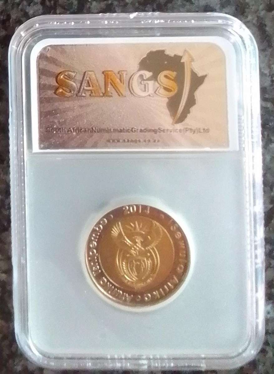 2014 South Africa 20 Years of Freedom R5 Coin - Graded MS62