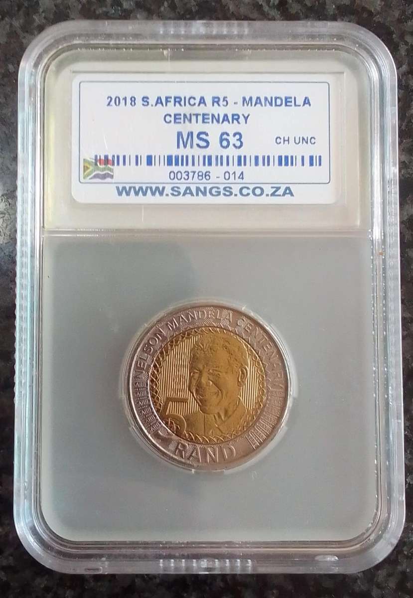 2018 South Africa Mandela Centenary R5 Coin - Graded MS63