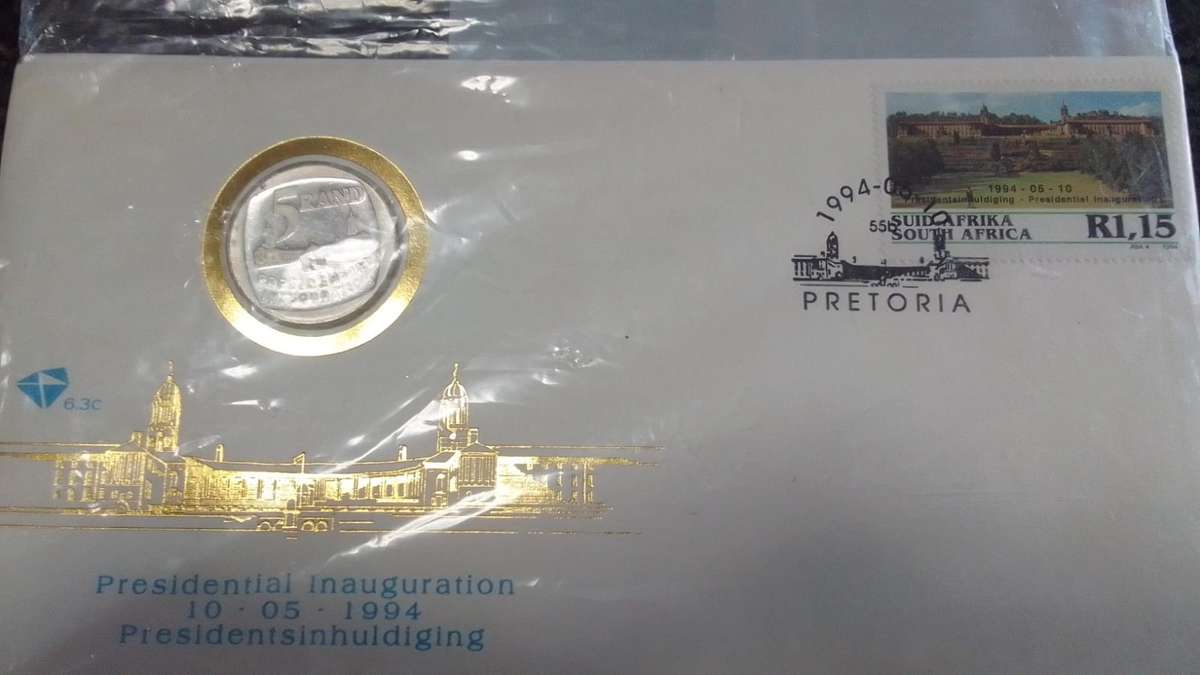 Presidential Inauguration proof R5 coin with official envelope 1994