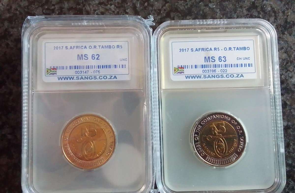 2x 2017 OR Tambo R5 Coins - Graded MS62 & MS63