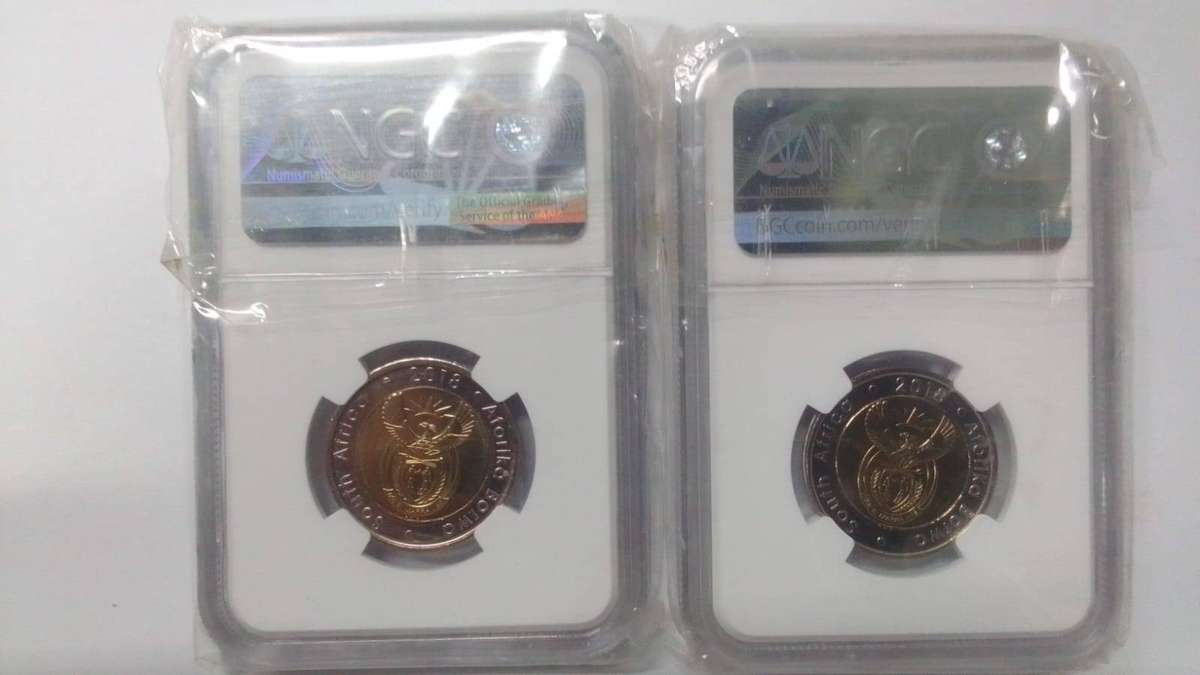 2x High Graded MS67 & 68 Nelson Mandela Centenary 2018 Early Release R5 Coins