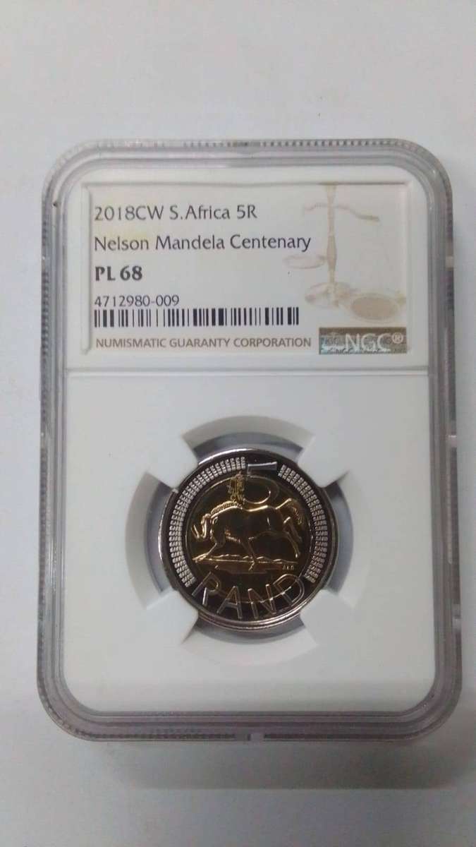 *Hi Grade* 2018 South Africa Mandela Centenary R5 Coin - Graded PL68
