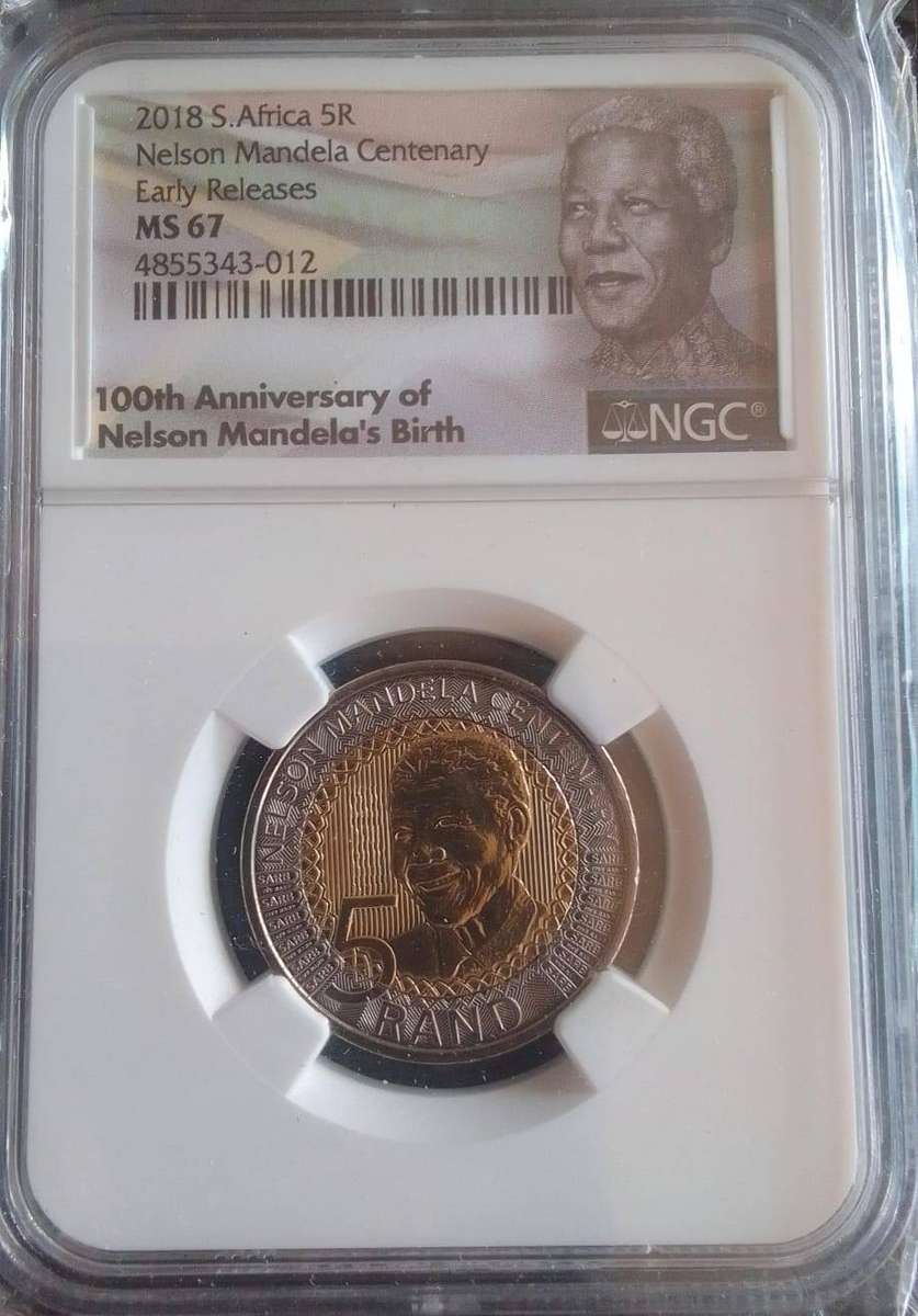 2018 Nelson Mandela Centenary Early Release R5 Coin - MS67 Graded