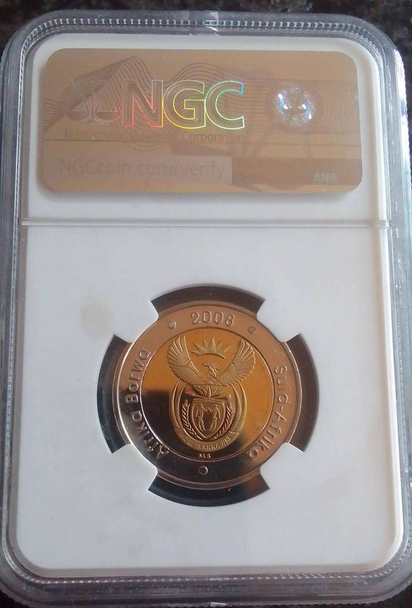 **PF67 High Graded** 2008 South Africa Mandela 90th Birthday R5 coin.