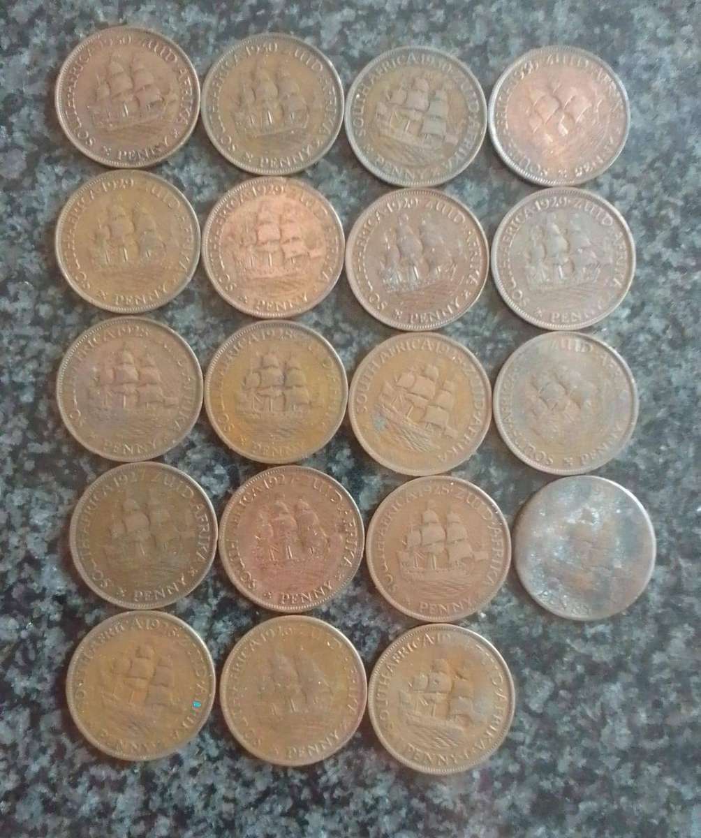 1924 - 1930 South Africa 1 penny - George V penny - (19 coins)