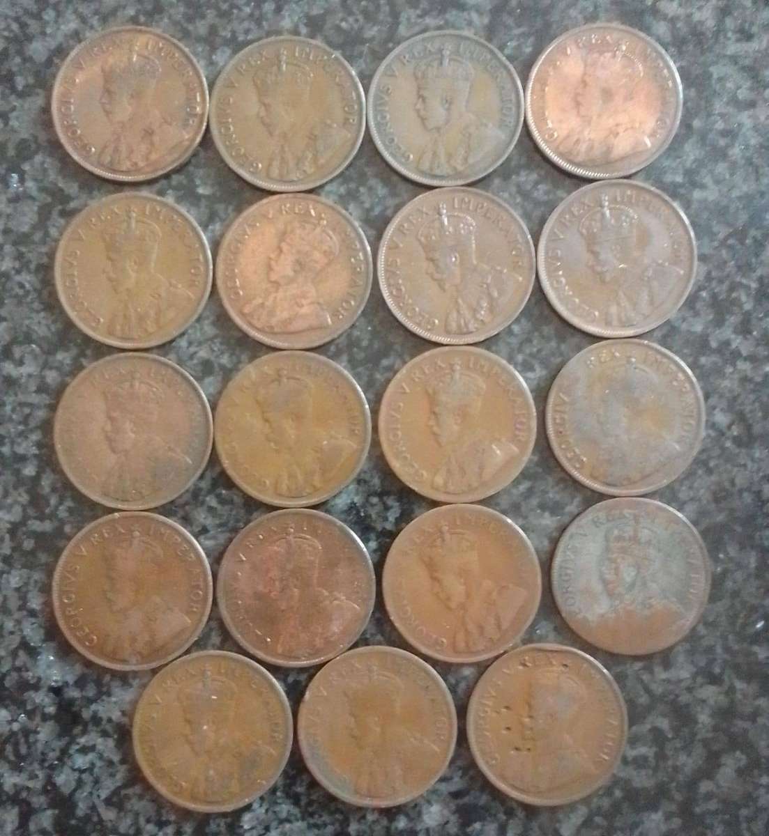 1924 - 1930 South Africa 1 penny - George V penny - (19 coins)