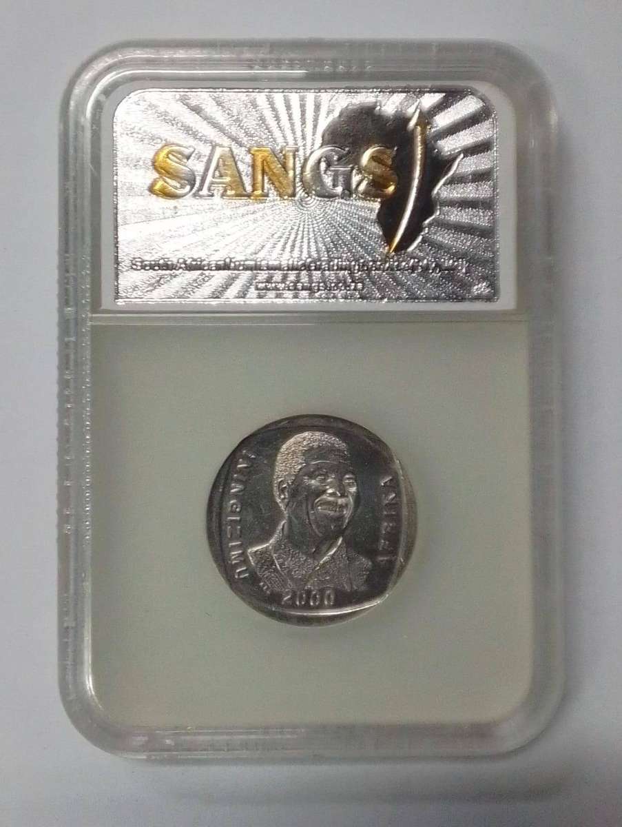 2000 South Africa Nelson Mandela R5 Coin Graded AU53