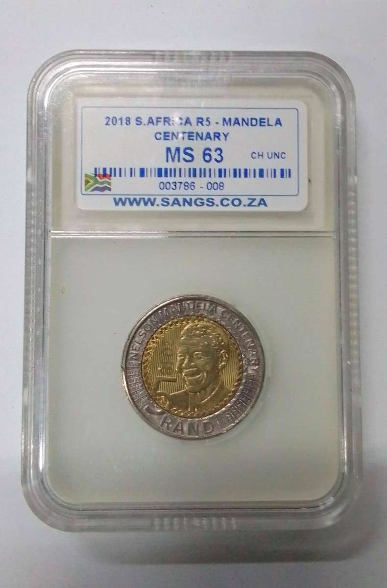 2018 South Africa Mandela Centenary R5 Coin - Graded MS63