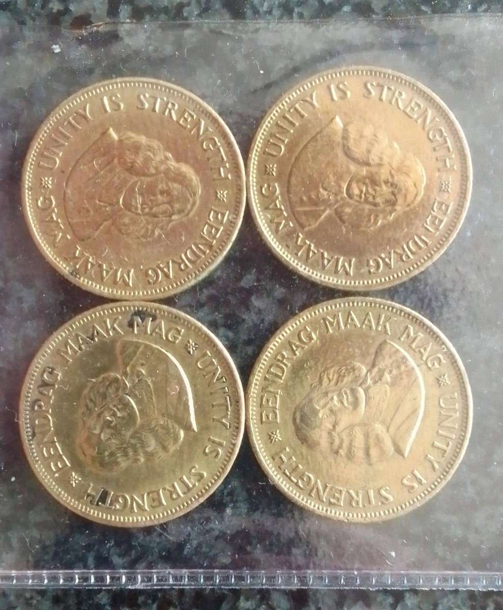 Very good condition coins, 1961, 1962, 1963, 1964 South Africa 1 Cent coins