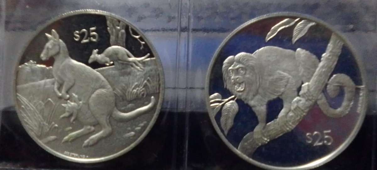 SILVER 1993 British Virgin Islands 25 Dollar Coins - Endangered Wildlife (8 coins)