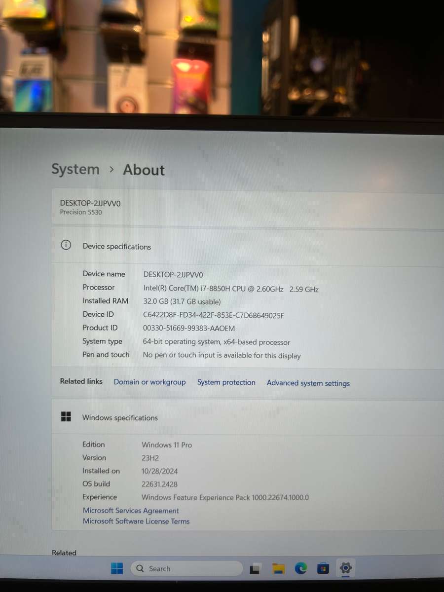 DELL PRECISION 5530 I7 8TH GEN - 512gb SSD-32GB RAM - NVIDIA Quadro P2000 GPU