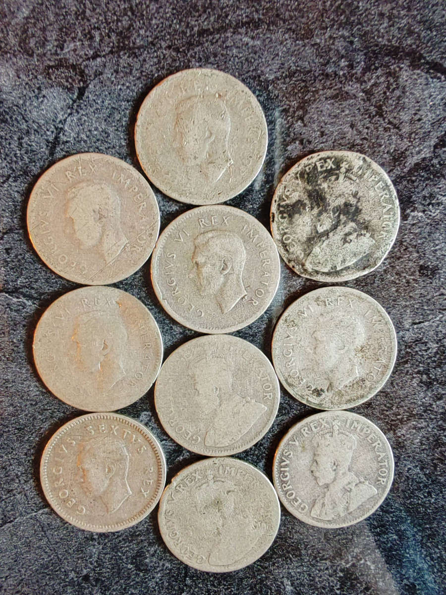 10 × South Africa 3 Pence  1930s1940s (80% Silver) - LOT 2