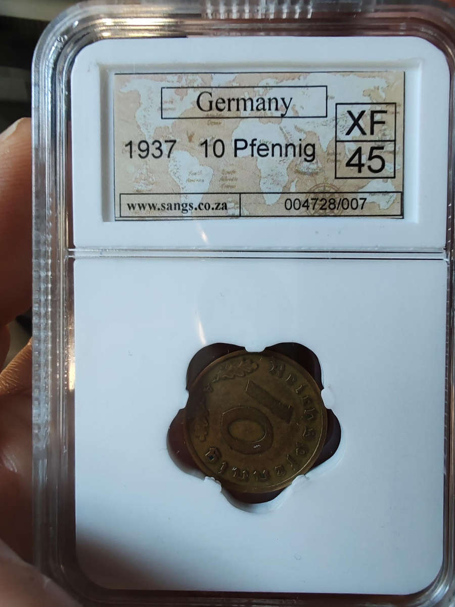 1937 Germany 10 Reichspfennig  SANGS XF45