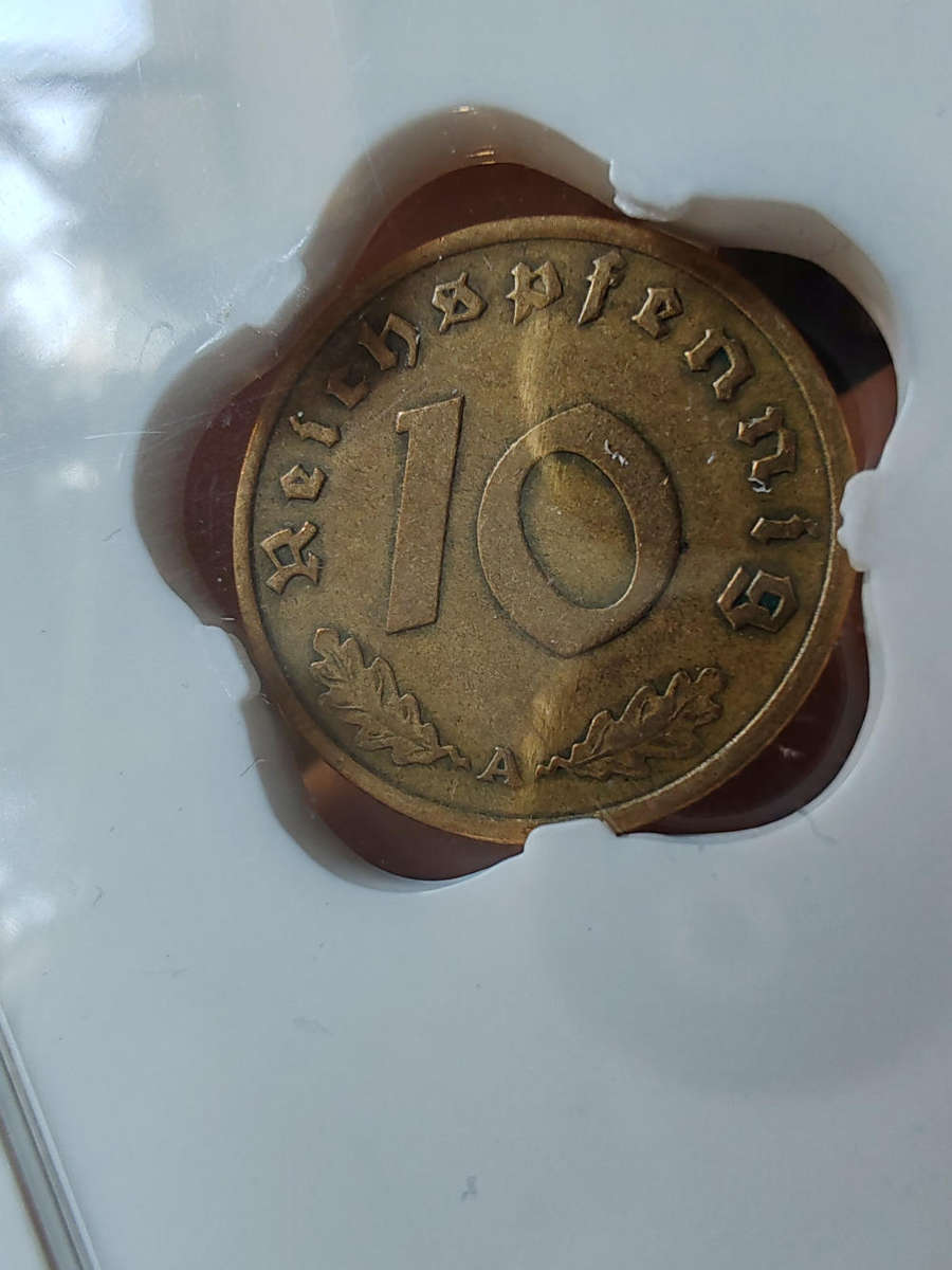 1937 Germany 10 Reichspfennig  SANGS XF45